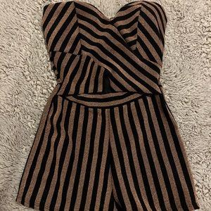 Cute cut out shorts stripped romper
